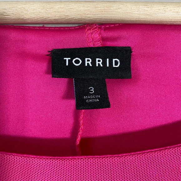 Torrid Ruffle Tiered Mini Dress Women's 3 Hot Pink Mesh Neon Sheer Going Out - Picture 9 of 14